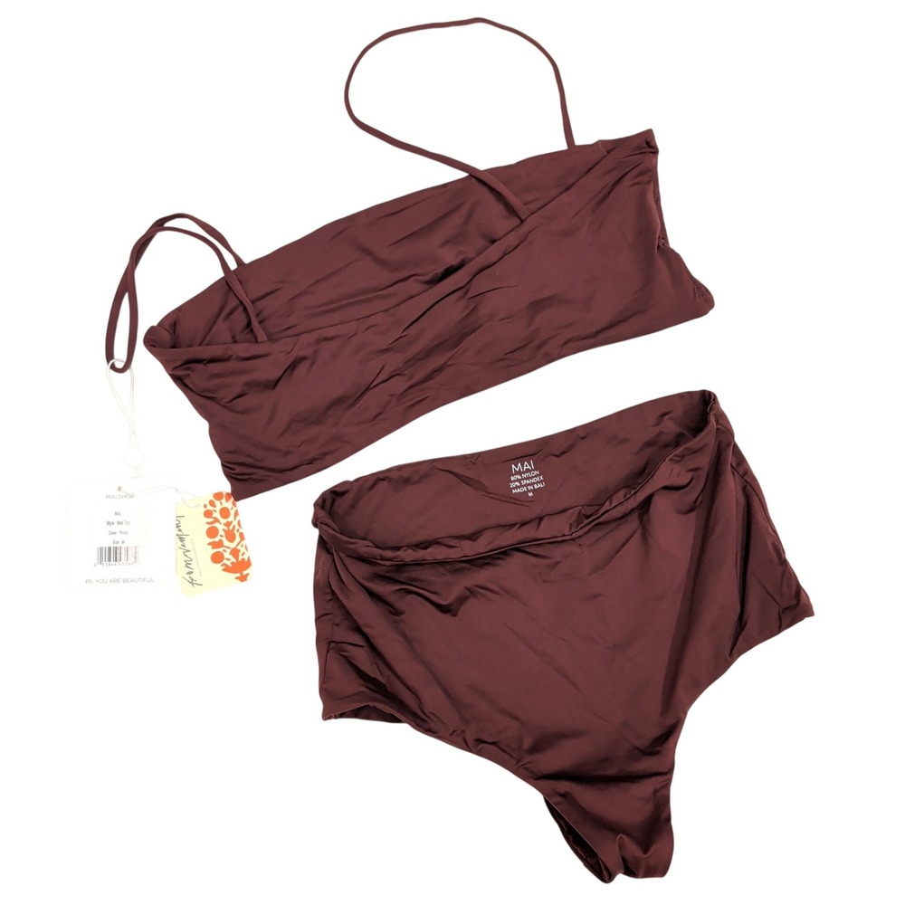 MAI Shop FP Movement Mod Top High Waist Bikini Set Pinot Wine Burgundy Medium